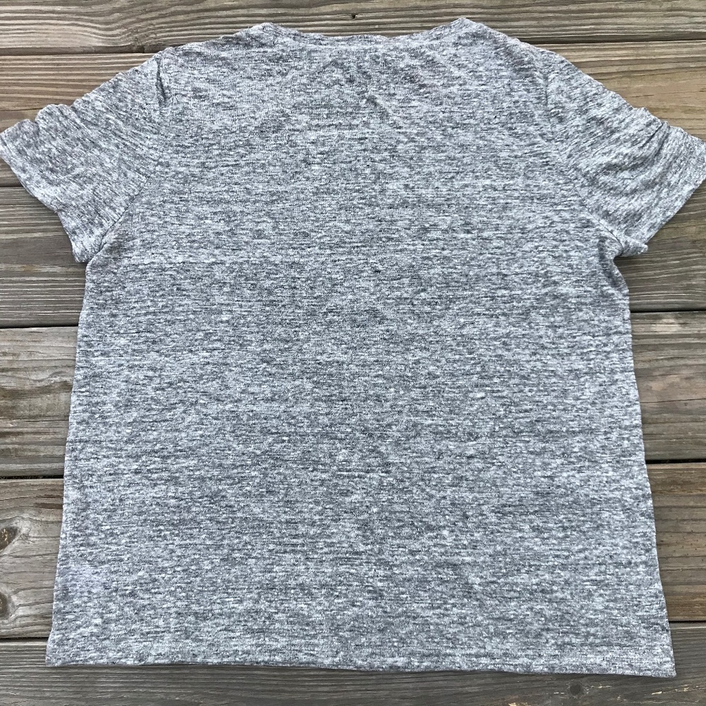 ATHLETA Women Top T Shirt Gray Linen Ruched Tee - Picture 8 of 8